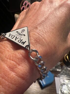 Silver Triangle Logo Chain Bracelet